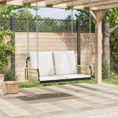 Swing Bench Brown, Black, Cream White PE rattan, Powder-coated steel
