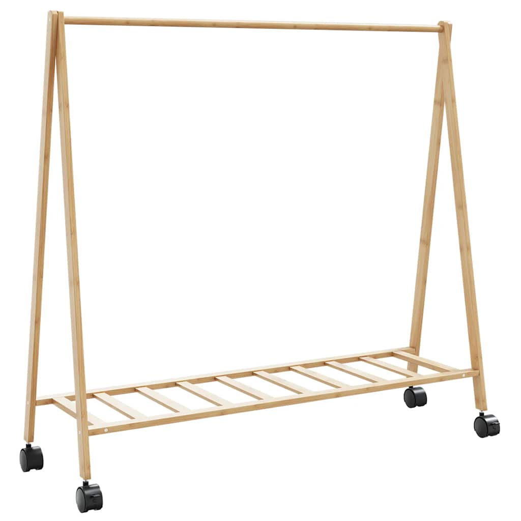Clothes Rack with Shelves and Wheels 41.7x13.4x41.9 Bamboo