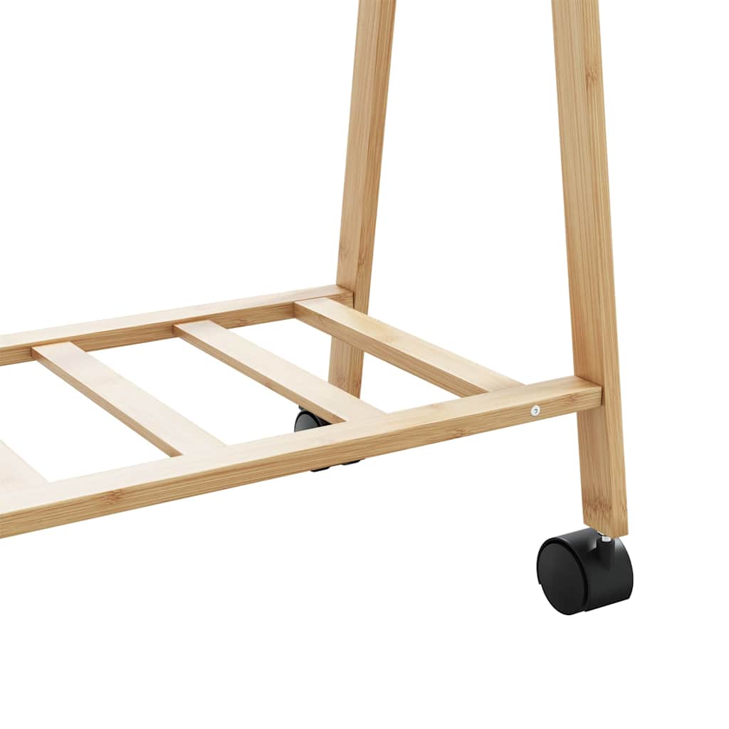 Clothes Rack with Shelves and Wheels 41.7x13.4x41.9 Bamboo