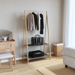 Clothes Rack Natural bamboo Bamboo Medium Foldable Clothes Rack