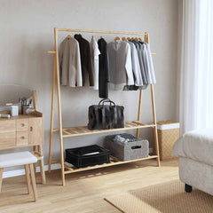 Clothes Rack with Shelves 52x17.9x59.3 Bamboo