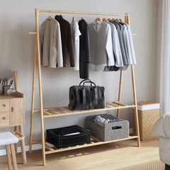 Clothes Rack with Shelves 52x17.9x59.3 Bamboo