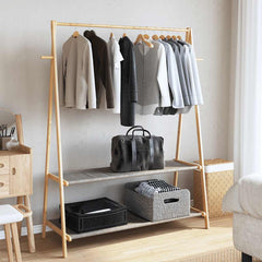 Clothes Rack with Shelves 52x17.9x59.3 Bamboo