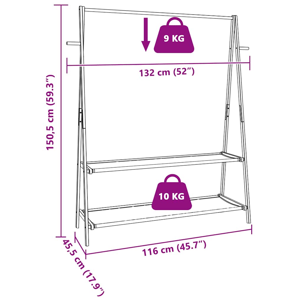 Clothes Rack with Shelves 52x17.9x59.3 Bamboo