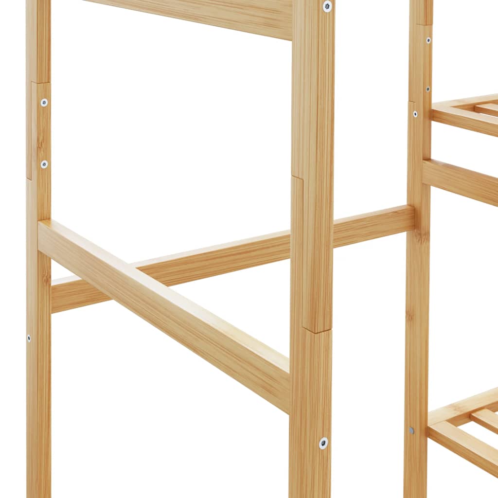 Bostome bamboo clothes rack with six shelves, measuring 39.4x19.7x72.6 inches.