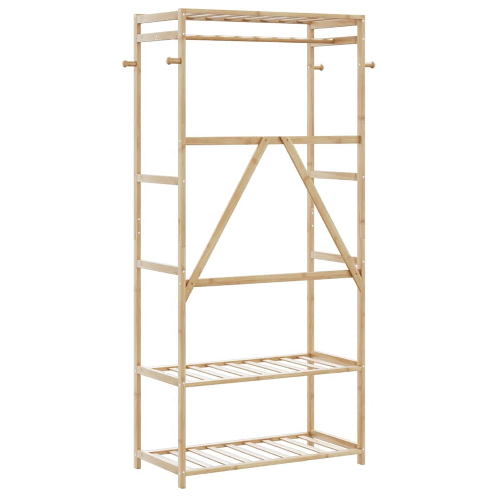 Clothes Rack with Shelves 31.5x15.7x68.9 Bamboo