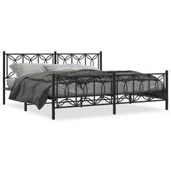 Bed Frame Black Steel Full Bed Bed Frame Rectangular Modern