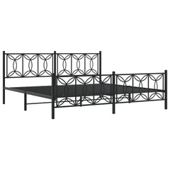 Bed Frame Black Steel Full Bed Bed Frame Rectangular Modern