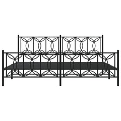 Bed Frame Black Steel Full Bed Bed Frame Rectangular Modern