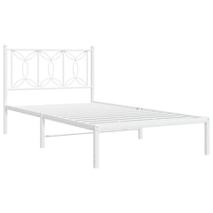 Bed Frame White Steel 39.4 x 78.7 in Modern Single Bed