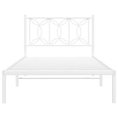 Bed Frame White Steel 39.4 x 78.7 in Modern Single Bed