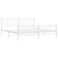 Bed Frame White Steel 76 x 80 in Bed Frame Rectangular Modern