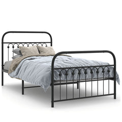 Bed Frame Black Steel 39.4x78.7 in Bed Frame Rectangular