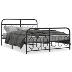 Bed Frame Black Steel Full Bed Frame Rectangular Modern