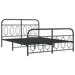 Bed Frame Black Steel Full Bed Frame Rectangular Modern