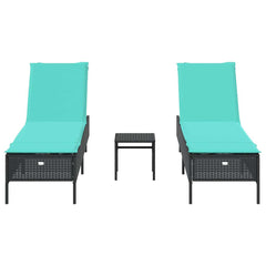 Patio Sun Lounger Set Black, Blue