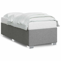 Bed Frame Light grey 100% polyester, plywood, engineered wood