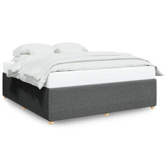 Bed Frame Dark Grey Polyester King Bed Frame Rectangular