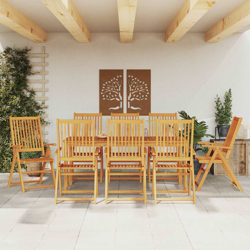 Garden Dining Set Natural Wood Solid Acacia Wood 8-Seater
