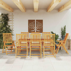 Garden Dining Set Natural Wood Solid Acacia Wood 8-Seater