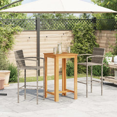 Garden Bar Set Grey Solid Acacia Wood Small Footrest