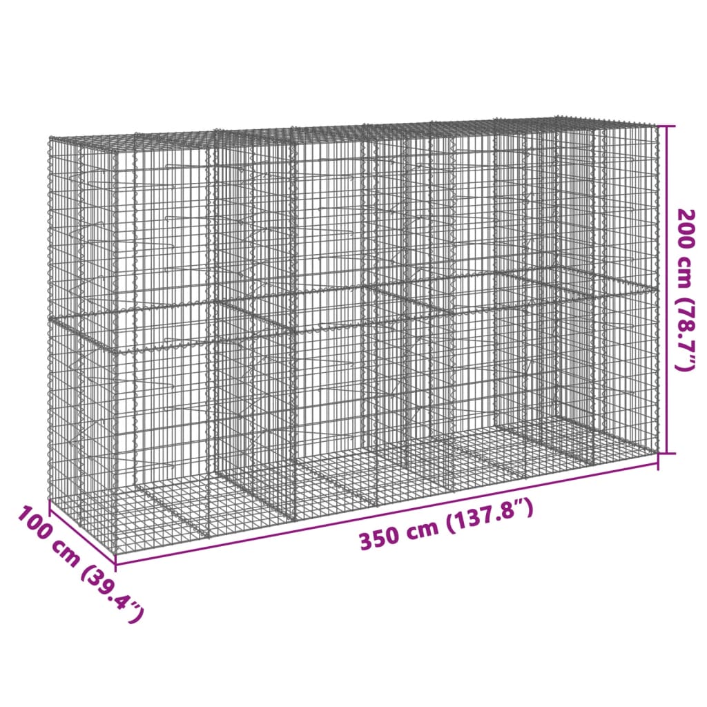 Gabion Basket with Cover 137.8x39.4x78.7 Galvanized Iron