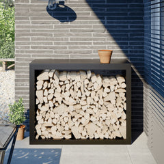Firewood Rack Black 39.4x15.7x31.5 Steel