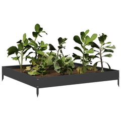Garden Raised Bed Black Steel 39.4x39.4x7.3 in Durable