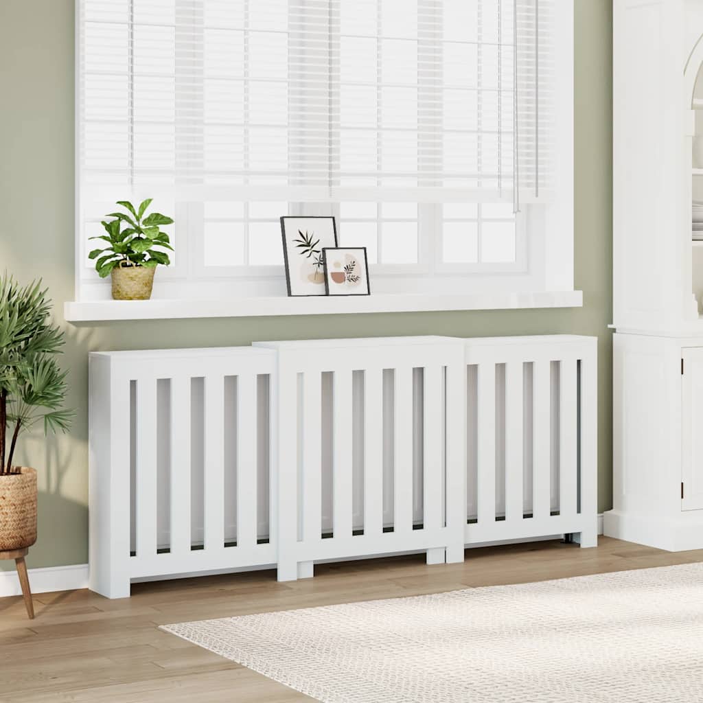 Radiator Cover White 80.7x8.5x32.9 Engineered Wood