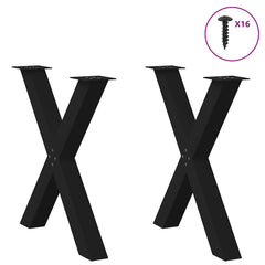Dining Table Leg Set of 2 Black Powder-coated Steel Medium