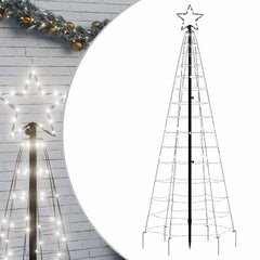 70.9-inch outdoor LED Christmas tree with 220 cold white LEDs and star topper.