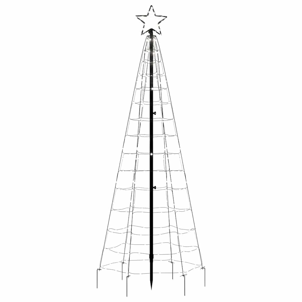 70.9-inch outdoor LED Christmas tree with 220 cold white lights and star top.