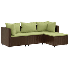 Patio Lounge Set Set of 4 Brown PE rattan Medium Modular