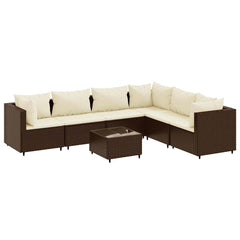 Patio Lounge Set Brown PE rattan 7 Piece Set Adjustable Feet