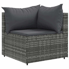 Patio Lounge Set Grey PE Rattan, Powder-Coated Steel, Tempered Glass