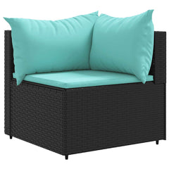 Patio Lounge Set Black, Water Blue