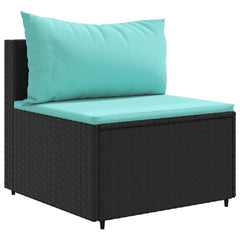 Patio Lounge Set Black, Water Blue