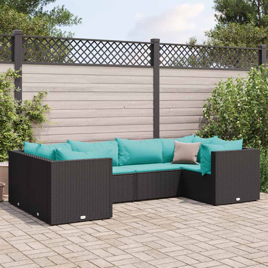 Patio Lounge Set Black, Water Blue