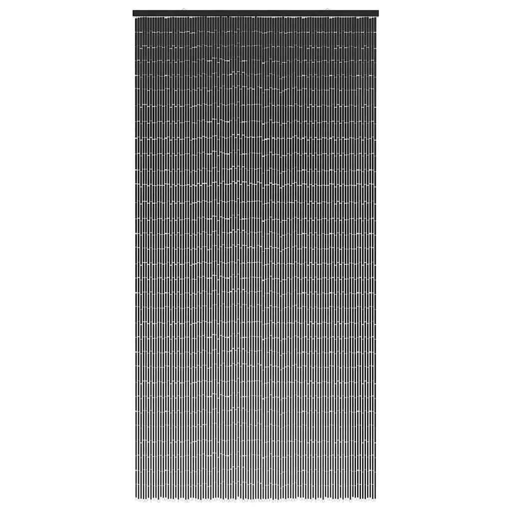 Dark gray bamboo insect door curtain with 100 strands and wooden rod, 39.4x78.7 inches.