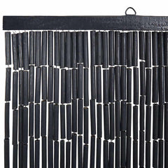 Dark gray bamboo insect door curtain with wooden rod, 39.4x78.7 inches.