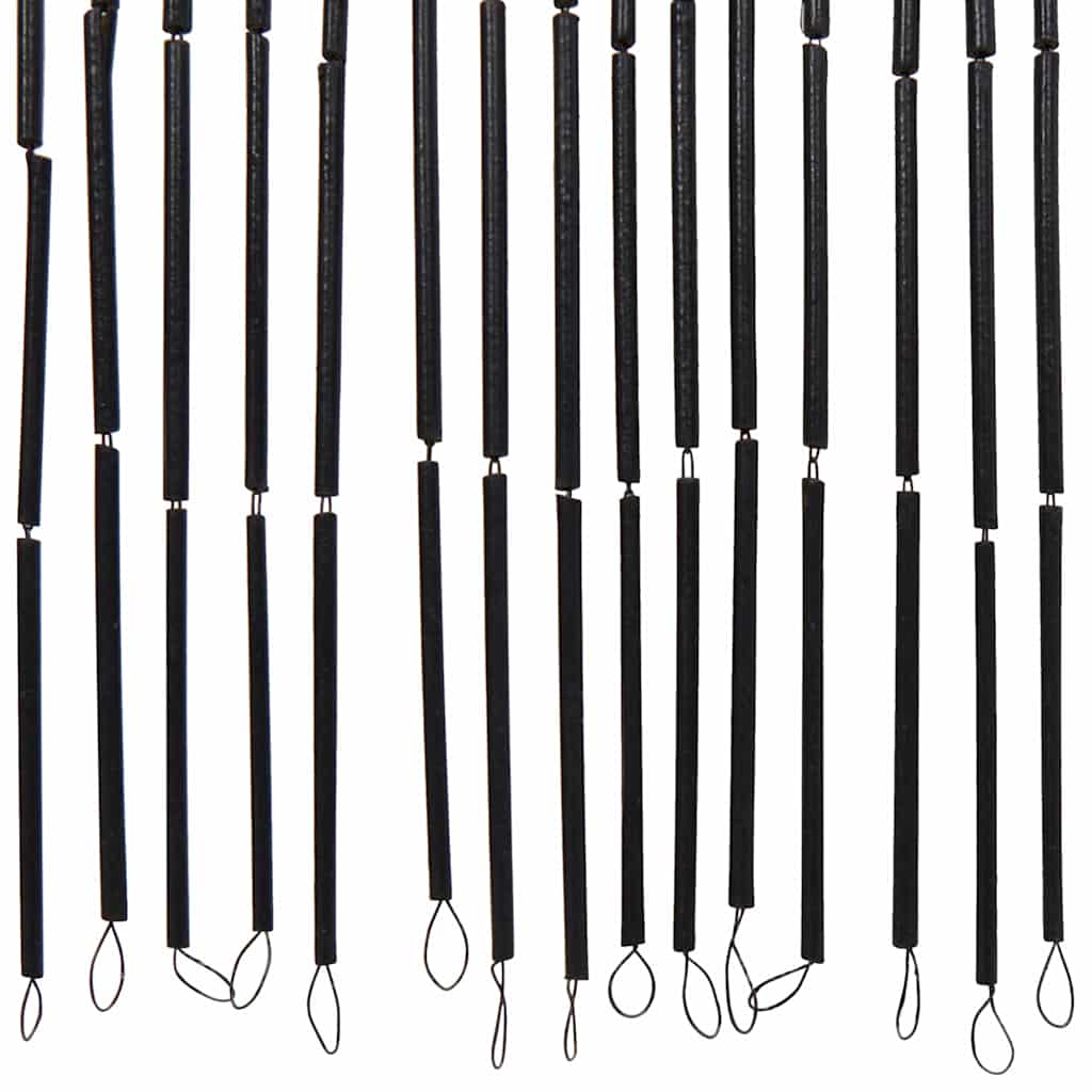 Dark gray bamboo insect door curtain with vertical strands, 39.4x78.7 inches.