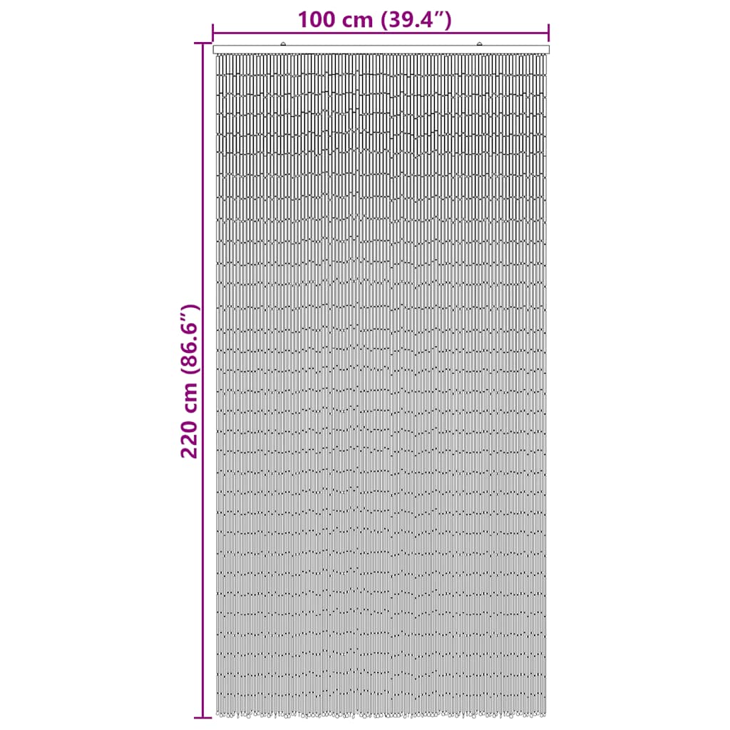 Dark gray bamboo insect door curtain, 39.4 by 86.6 inches, with 100 strands.