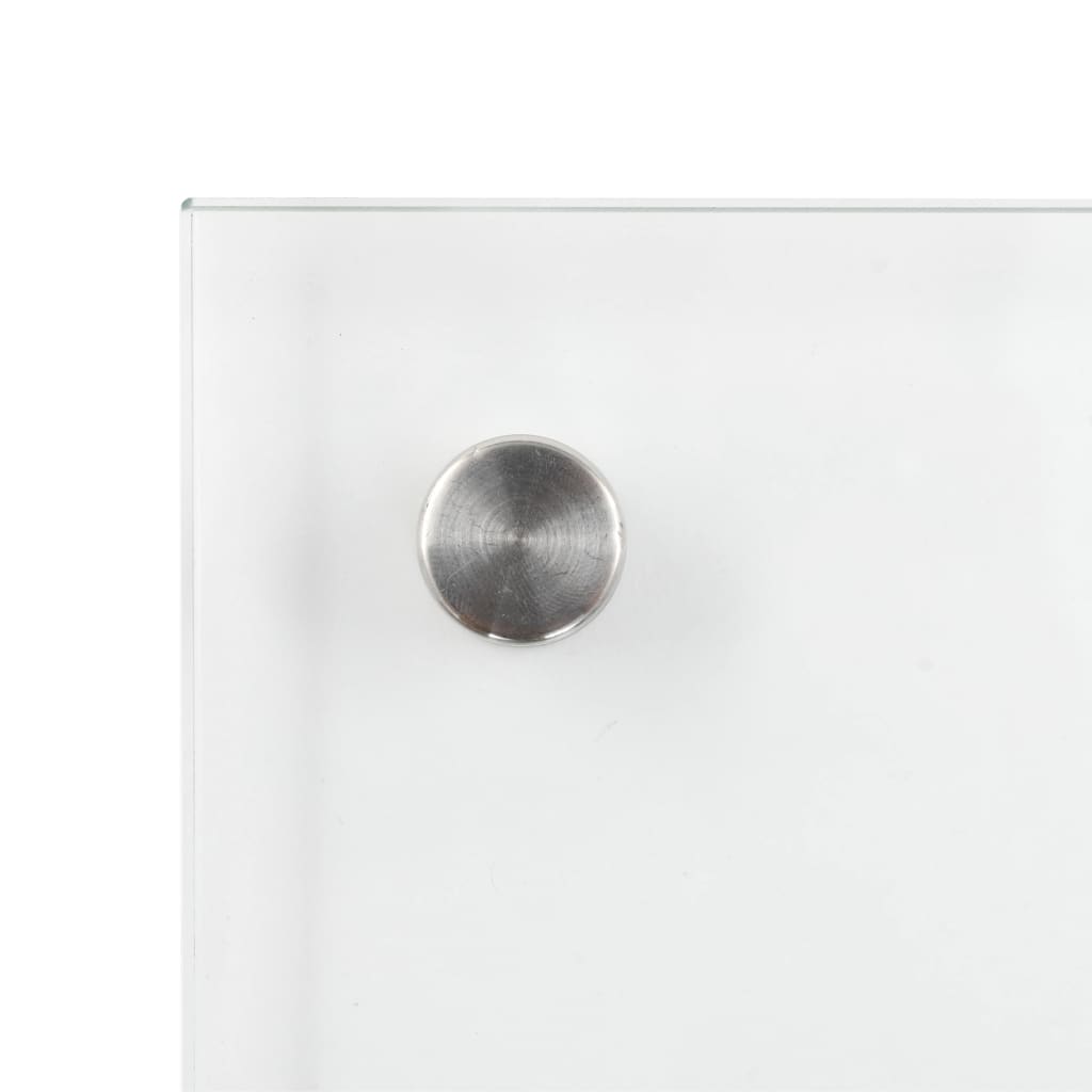 Two transparent tempered glass kitchen backsplashes, each 27.6x15.7 inches, with a silver handle.