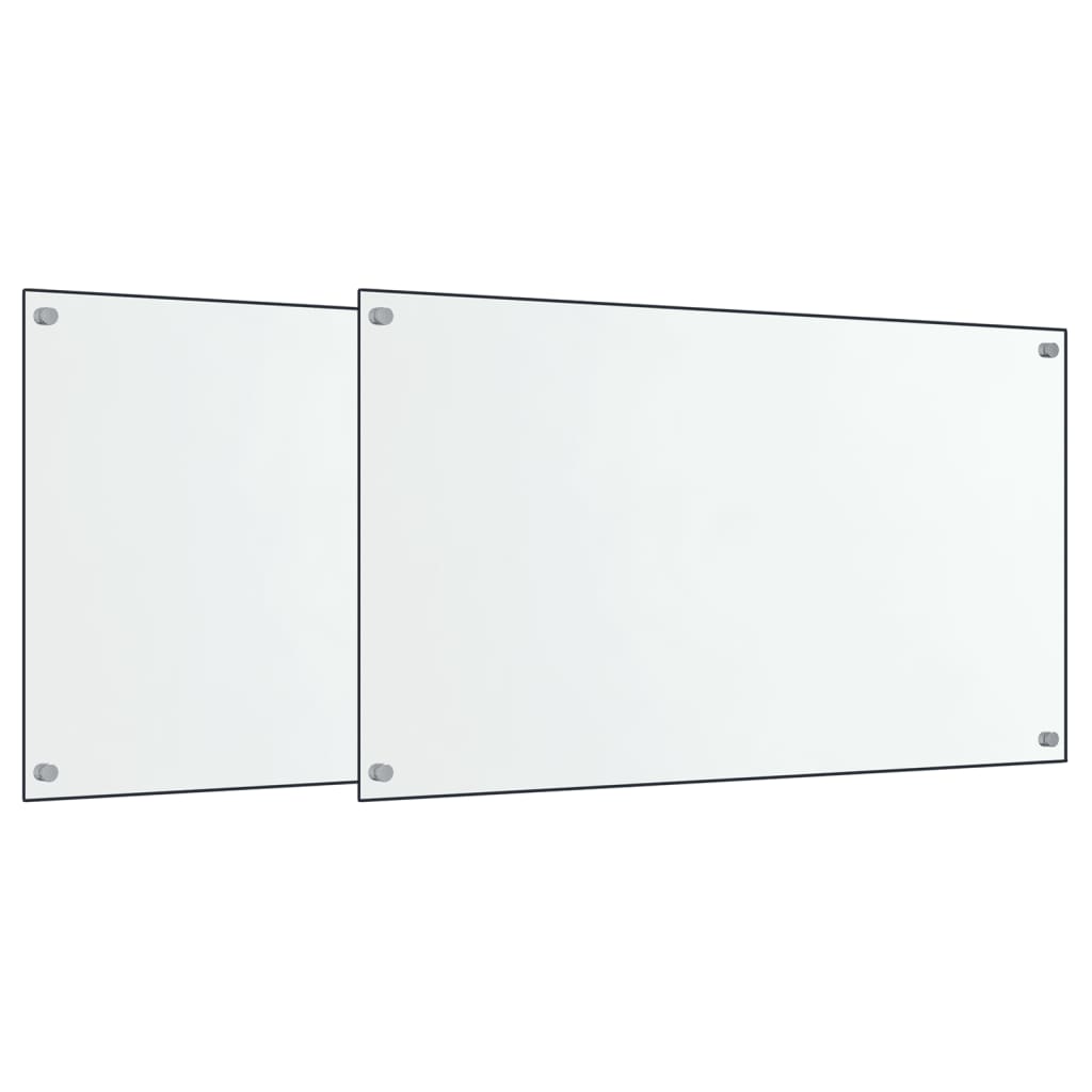 Two transparent tempered glass kitchen backsplashes, each 27.6 by 19.7 inches.