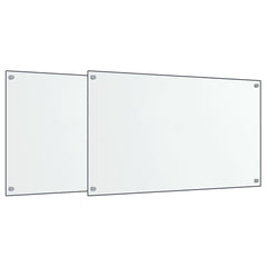 Two transparent tempered glass kitchen backsplashes, each 27.6 by 19.7 inches.