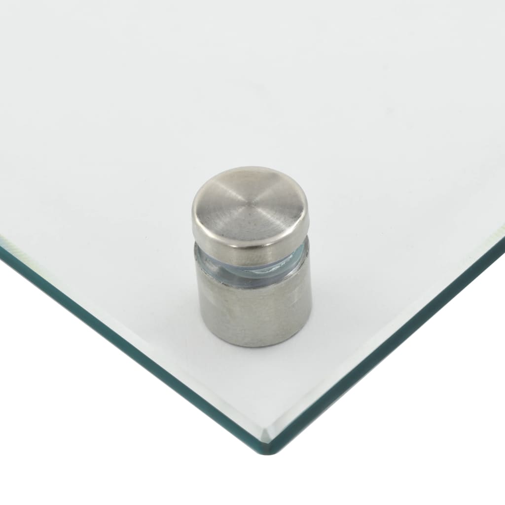 Two transparent tempered glass kitchen backsplash panels, each 27.6 by 19.7 inches.