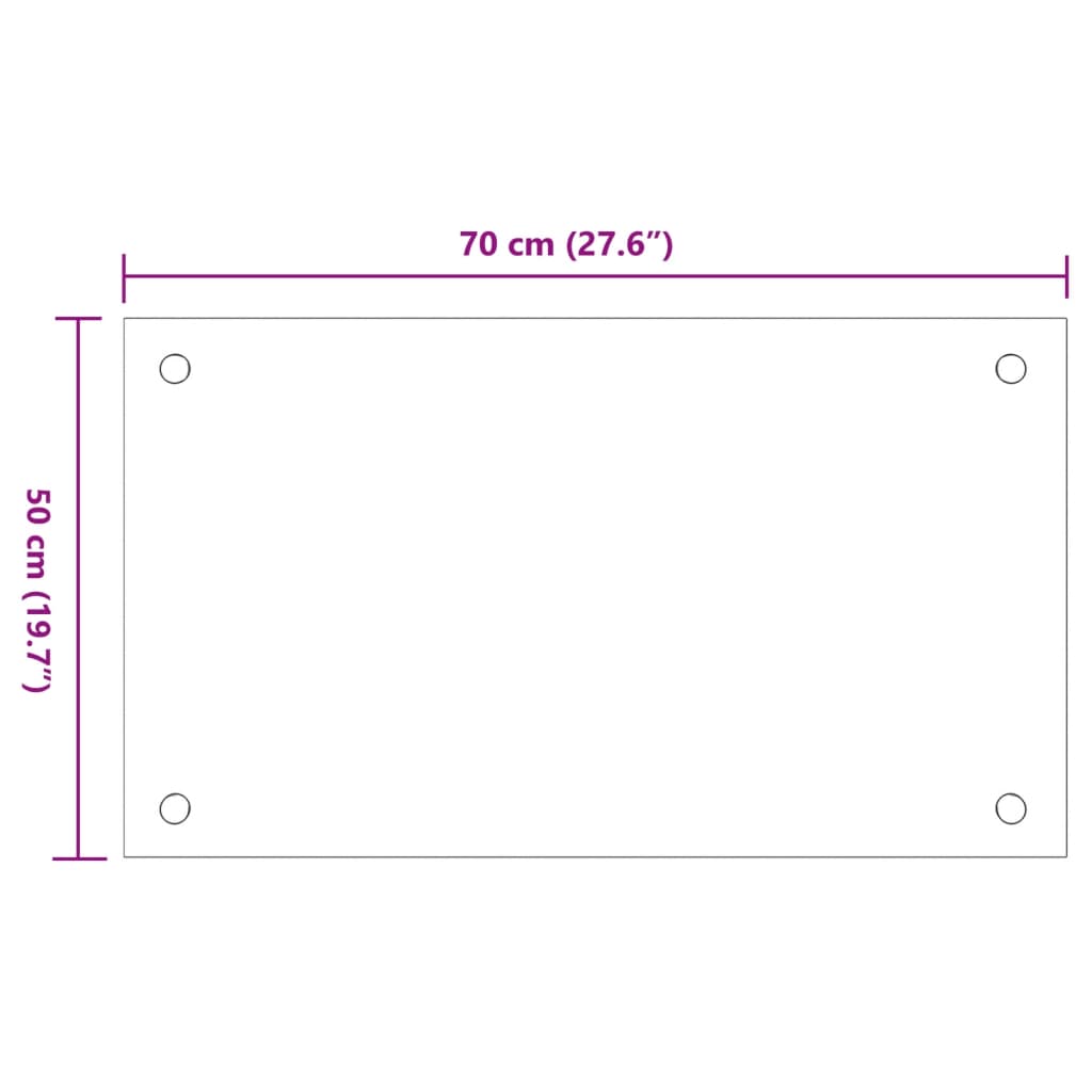 Two transparent tempered glass kitchen backsplash panels, each measuring 27.6 by 19.7 inches.