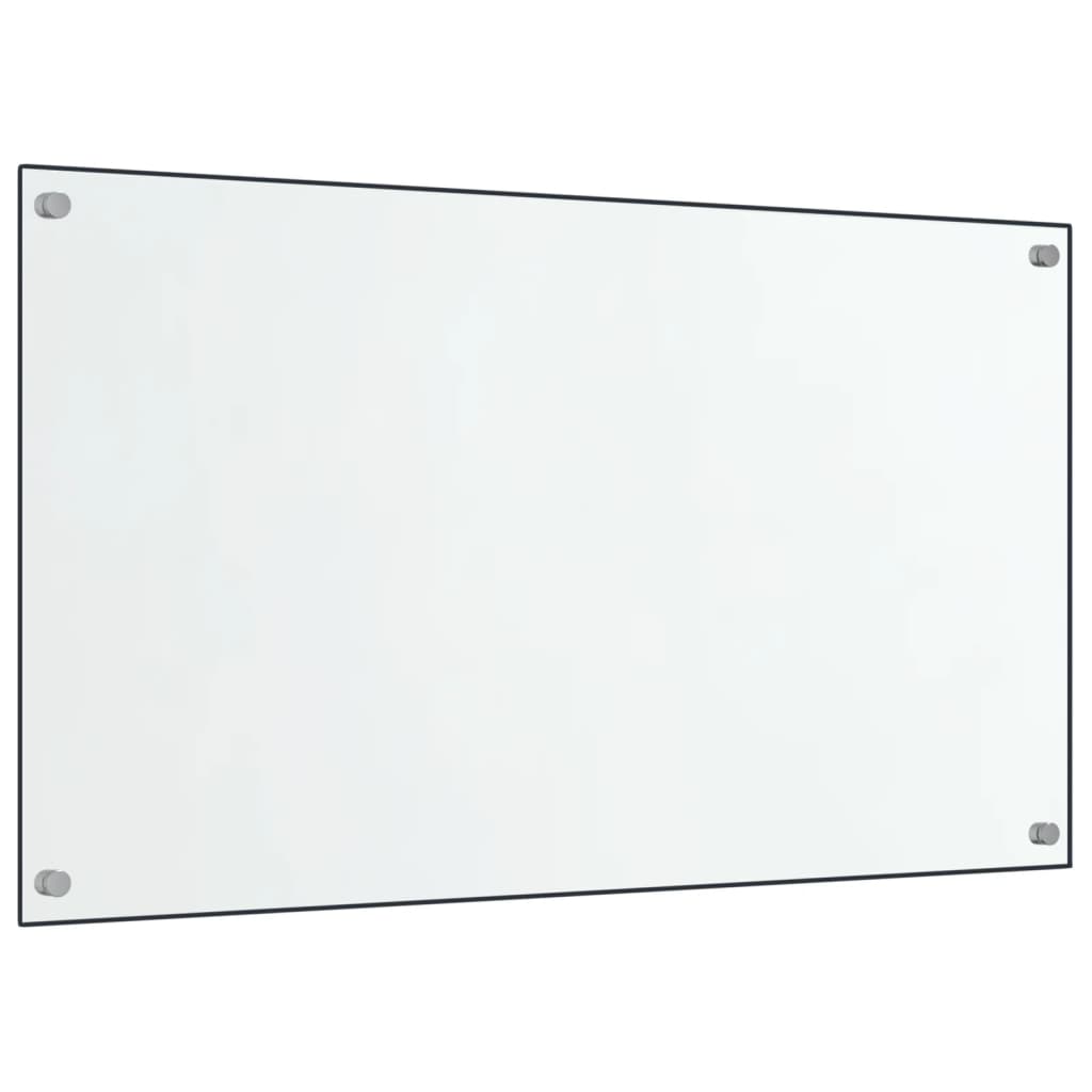 Two transparent tempered glass kitchen backsplashes, each 27.6 by 23.6 inches, with pre-drilled holes.