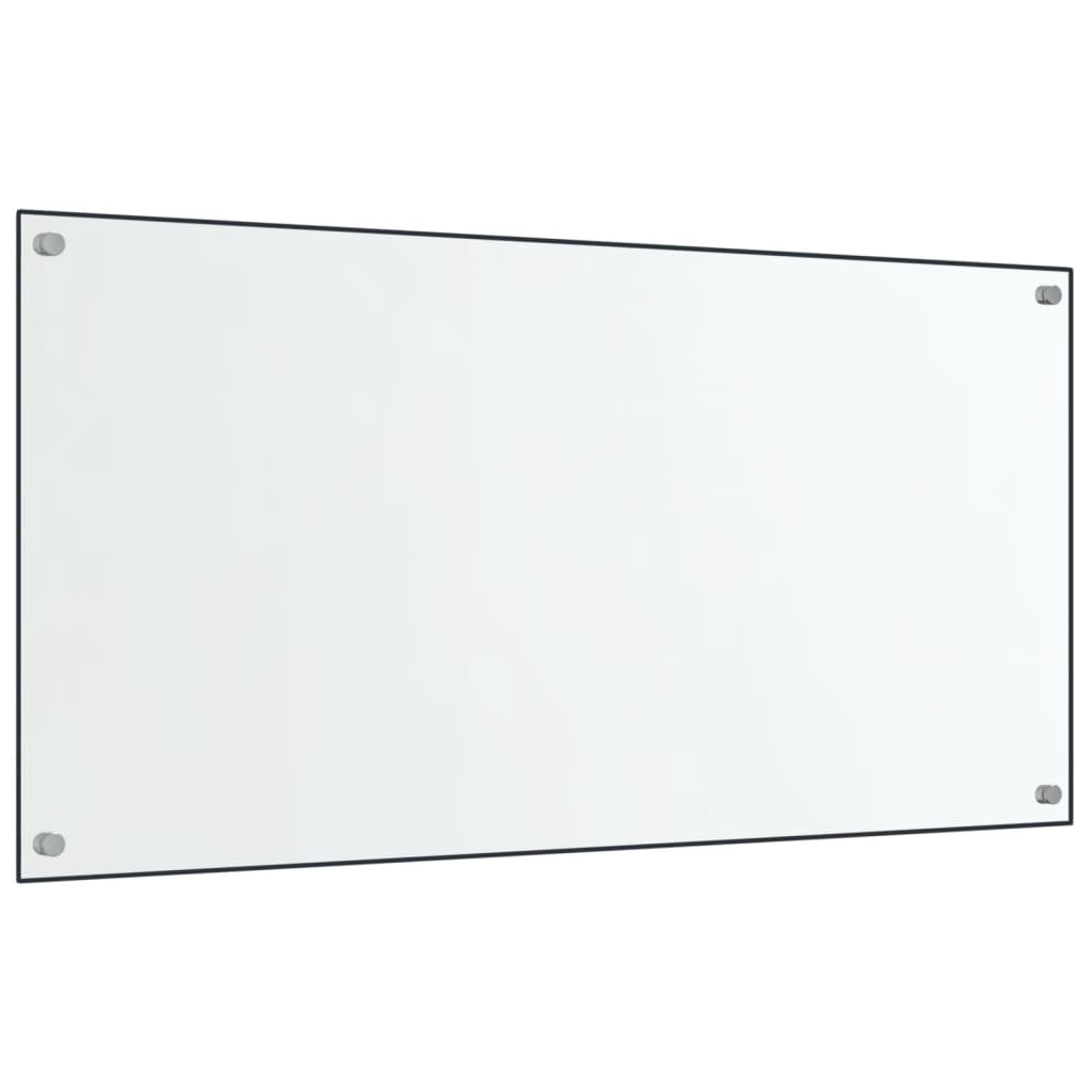 Two transparent tempered glass kitchen backsplash panels, each 31.5 by 15.7 inches.
