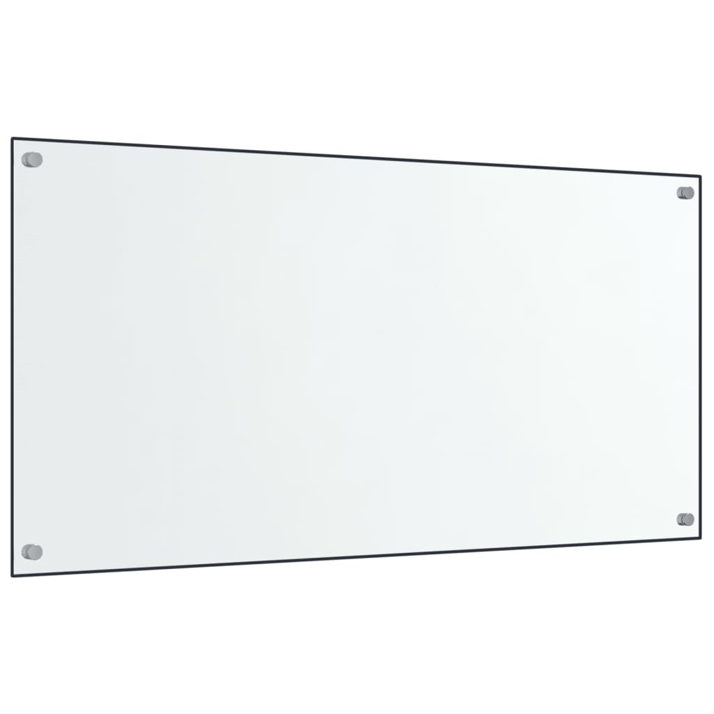 Two transparent tempered glass kitchen backsplashes, each 31.5 by 23.6 inches, with pre-drilled holes.